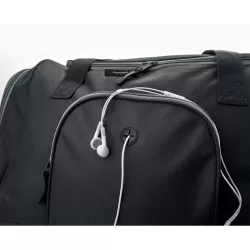 Bolsa de deporte poliéster 600D con bolsillo con salida para auriculares