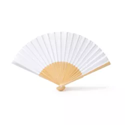 Abanico poliéster y bambú.