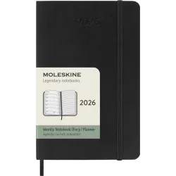 Agenda semanal de bolsillo de 12 meses con tapa blanda "Moleskine" - Negro intenso