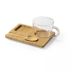 Set taza con bandeja bambú