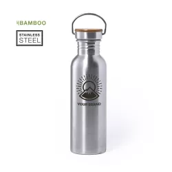 Bidón acero inoxidable tapón bambú 800 ml.