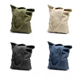 Bolsa de cáñamo con fuelle y asas largas reforzadas