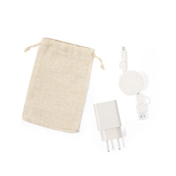 Set Cargadores Caña de Trigo/ ABS. Cargador USB Carga Rápida, 1 Salida USB y 1 Salida Tipo C