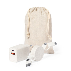 Set Cargadores Caña de Trigo/ ABS. Cargador USB Carga Rápida, 1 Salida USB y 1 Salida Tipo C