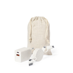 Set Cargadores Caña de Trigo/ ABS. Cargador USB Carga Rápida, 1 Salida USB y 1 Salida Tipo C