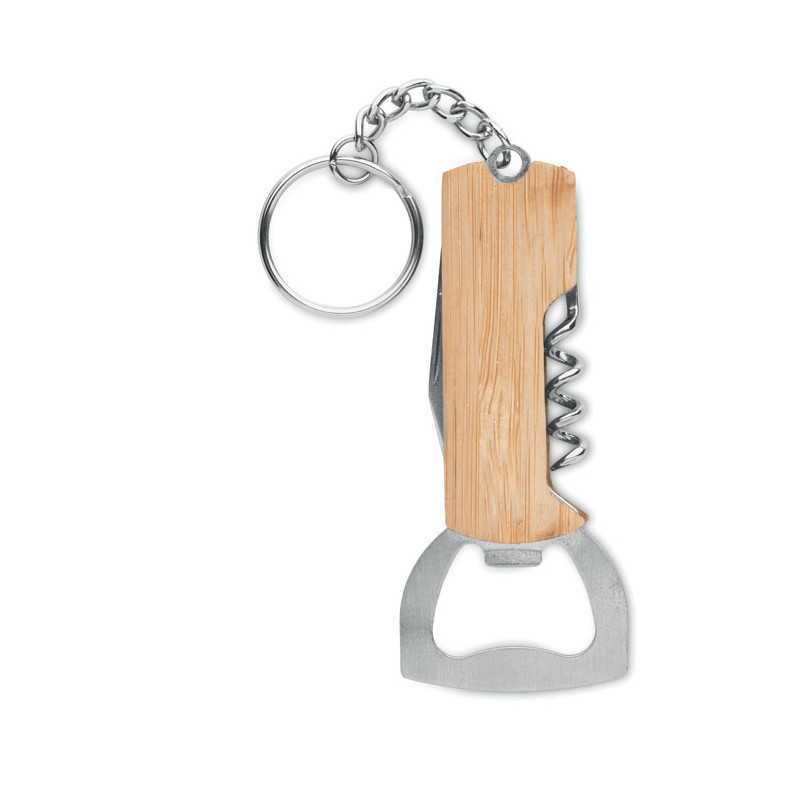 Llavero abridor 3 en 1 bambú