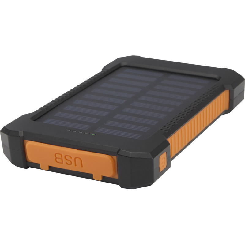 Batería externa solar de 5000 mAh y 10 W de plástico reciclado robusto con linterna incorporada