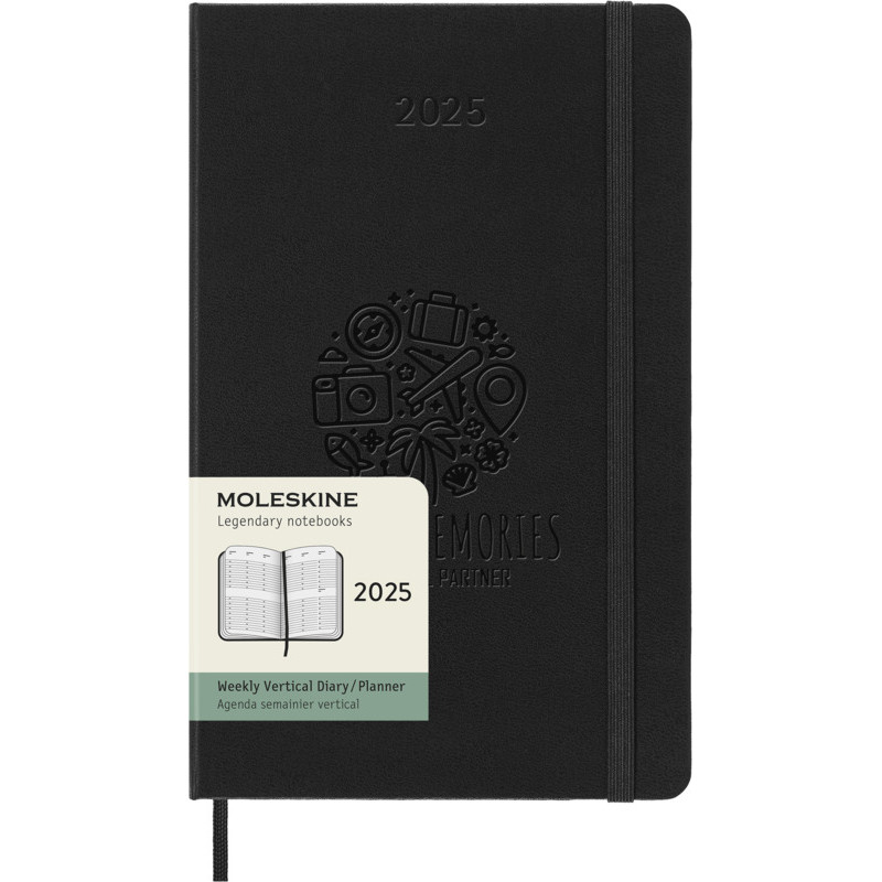 Agenda vertical L de 12 meses con tapa dura "Moleskine" - Negro intenso