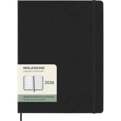 Agenda semanal XL de 12 meses con tapa dura "Moleskine" - Negro intenso