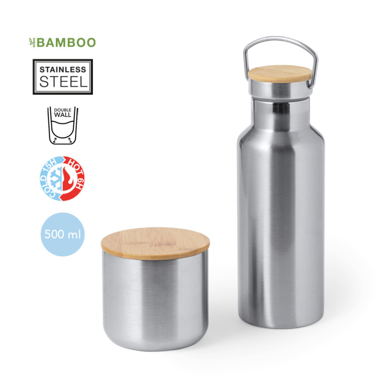 Set Acero Inox/ Bambú