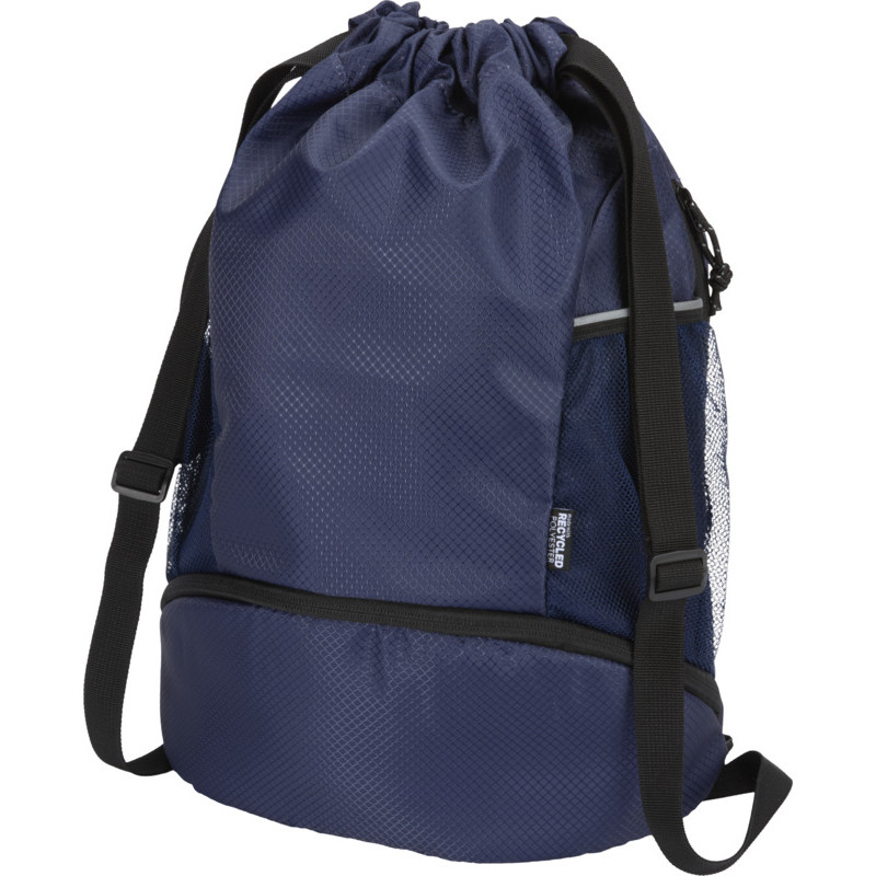 Bolsa deportiva de 18 L con cordón y compartimento inferior de material reciclado con certificado GR