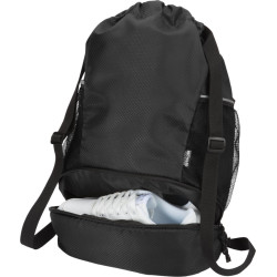 Bolsa deportiva de 18 L con cordón y compartimento inferior de material reciclado con certificado GR