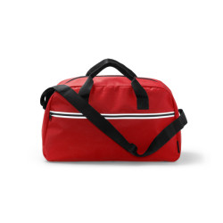 Bolso de deporte en 300D RPET con asas reforzadas y cinta para hombro.
