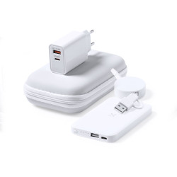 Set Power Bank 3 Accesorios. Power Bank Inalámbrico 5W, 4000 mAh, 1 Salida USB y 1 Tipo C, Entrada T