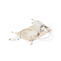 Set Cargadores Caña de Trigo/ ABS. Cargador USB Carga Rápida, 1 Salida USB y 1 Salida Tipo C