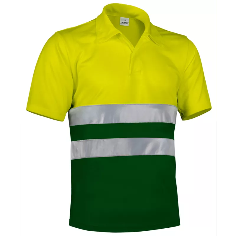 Polo Alta Visibilidad Build Adulto Amarillo Flúor/Verde Botella