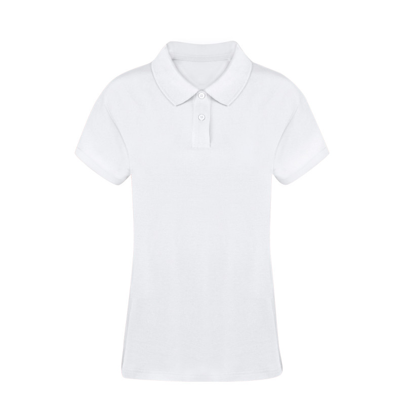 Polo Mujer Blanco 100% Algodón Ring Spun, Pique 220 g/ m2