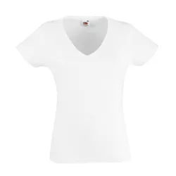 Camiseta Valueweight de Mujer Cuello Pico Fruit Of The Loom