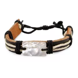 Pulsera Ajustable Piel/Nácar
