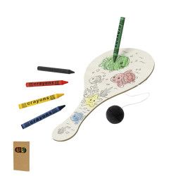 Set de raqueta de madera con pelota, para colorear.