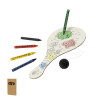 Set de raqueta de madera con pelota, para colorear.