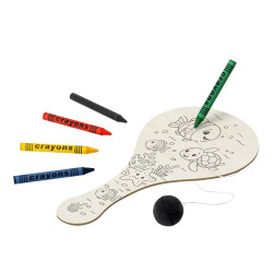 Set de raqueta de madera con pelota, para colorear.
