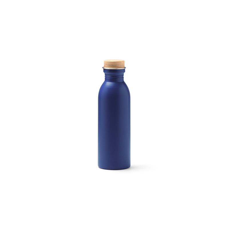 Bidón de acero inoxidable reciclado con tapón de bambú 650 ml