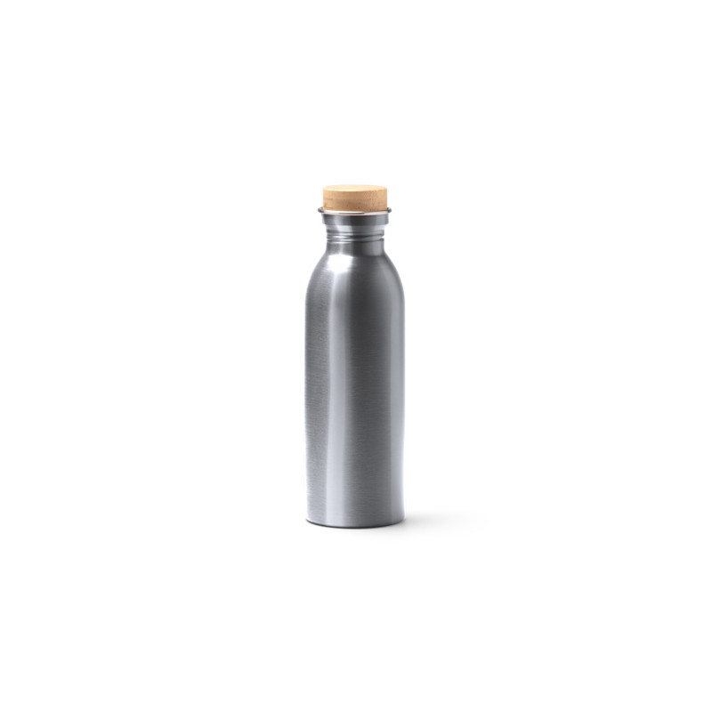 Bidón de acero inoxidable reciclado con tapón de bambú 650 ml
