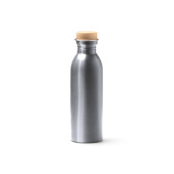 Bidón de acero inoxidable reciclado con tapón de bambú 650 ml