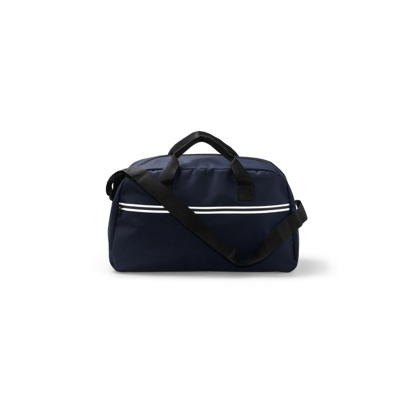 Bolso de deporte en 300D RPET con asas reforzadas y cinta para hombro.