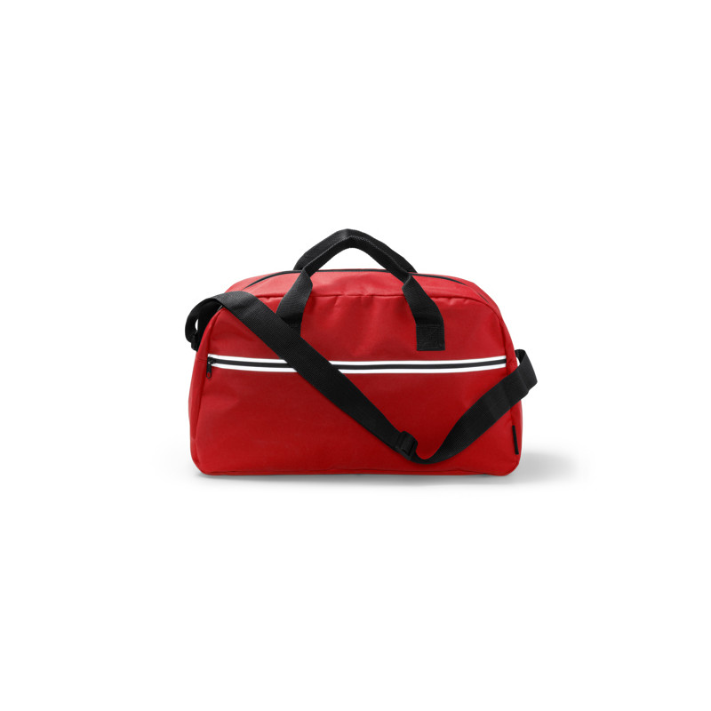 Bolso de deporte en 300D RPET con asas reforzadas y cinta para hombro.