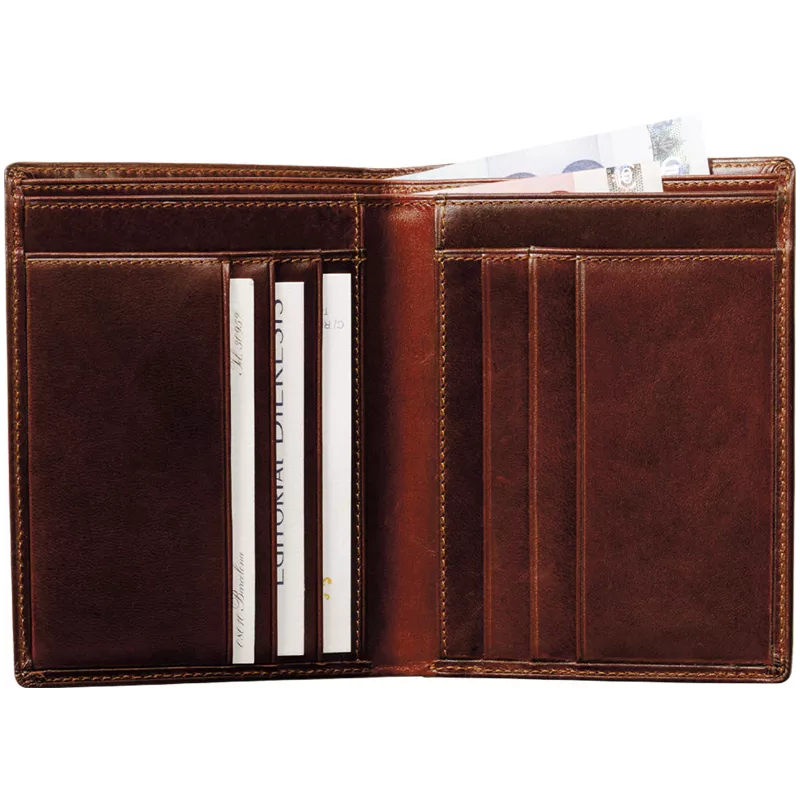 Cartera billetero piel marrón, estuche lujo