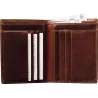 Cartera billetero piel marrón, estuche lujo