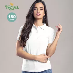 Polo Mujer Blanco "keya" 100% Algodón Ring Spun, Pique 180 g/ m2