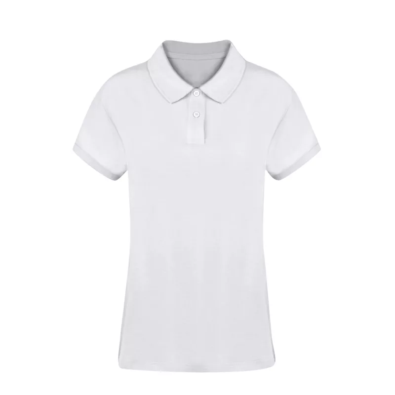 Polo Mujer Blanco 100% Algodón Ring Spun, Pique 220 g/ m2