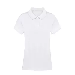 Polo Mujer Blanco 100% Algodón Ring Spun, Pique 220 g/ m2