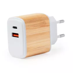 Cargador USB Caña de Trigo/ ABS/ Bambú