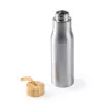 Bidon de acero inoxidable con tapón de bambú. 600 ml