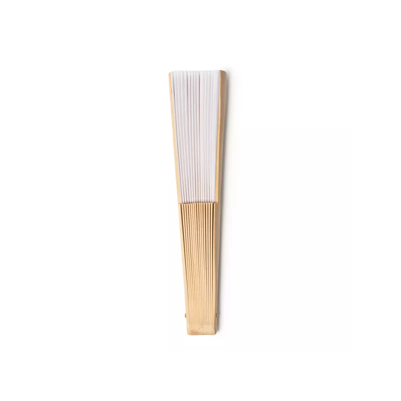 Abanico con varillas de madera y tela RPET