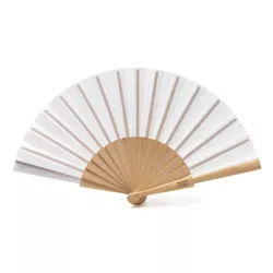 Abanico con varillas de madera y tela RPET