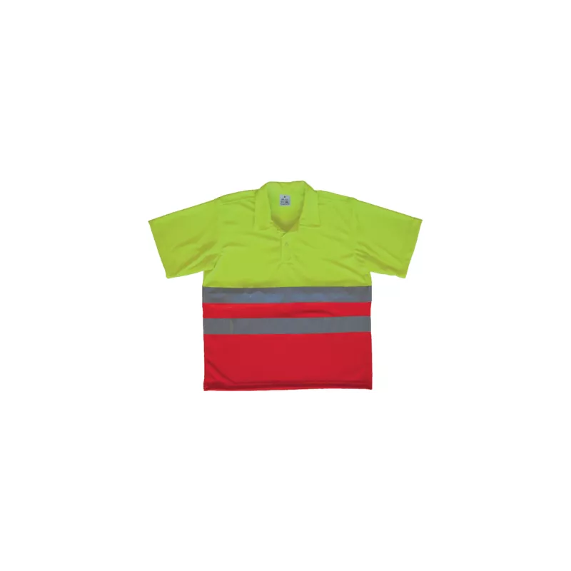 Polo Alta Visibilidad Build Adulto Amarillo Flúor/Rojo