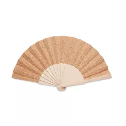 Abanico madera y tejido corcho