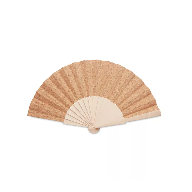 Abanico madera y tejido corcho