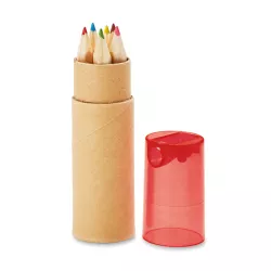 6 lápices de color en tubo     