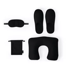 Set Viaje Poliéster con almohadilla, antifaz y zapatillas.