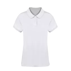 Polo Mujer Blanco 100% Algodón Ring Spun, Pique 220 g/ m2
