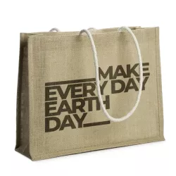 Bolsa de playa de yute y asas largas